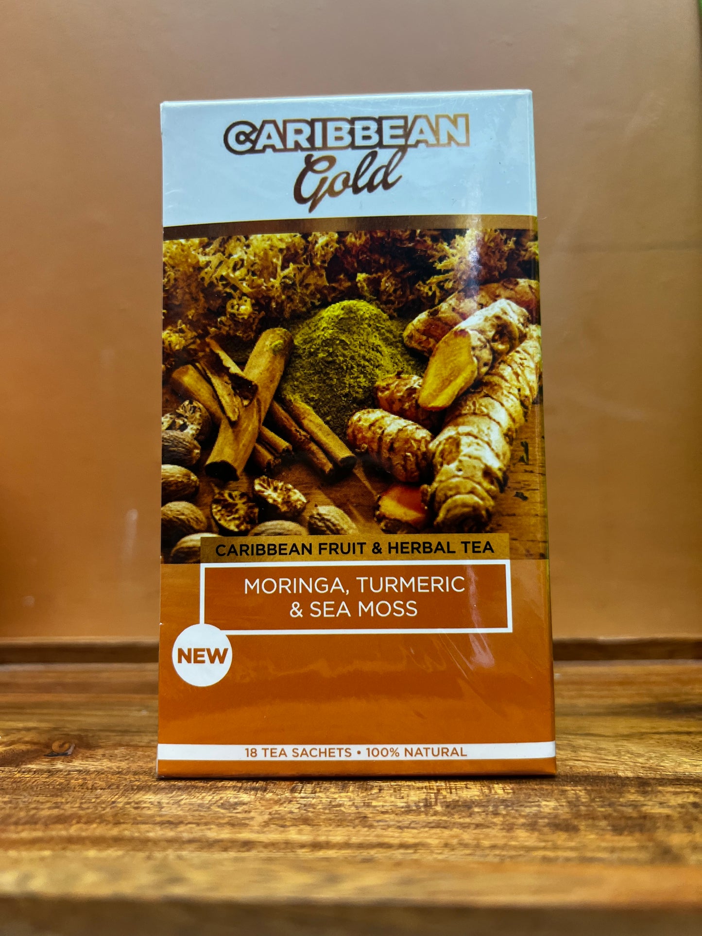 Caribbean Gold Moringa, Turmeric & Seamoss tea 18 herbal teabags