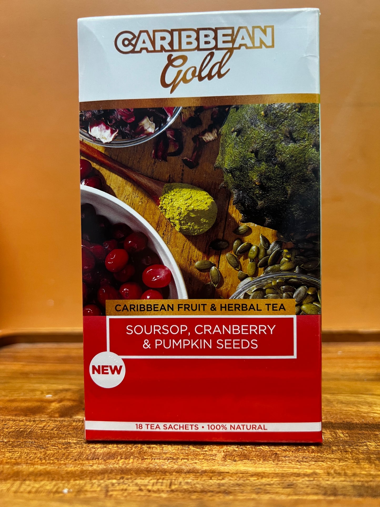Caribbean Gold Soursop, Cranberry & Pumpkin Seeds 18 Herbal Teabags