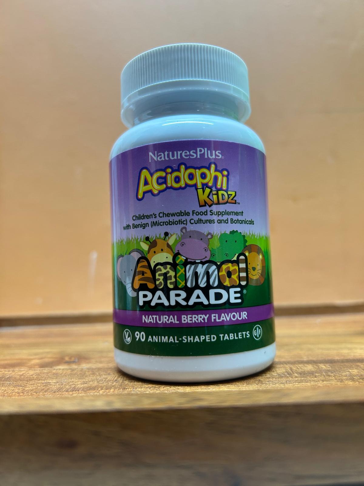 NaturesPlus Animal Parade Acidophi Kidz Probiotics 90 chewable