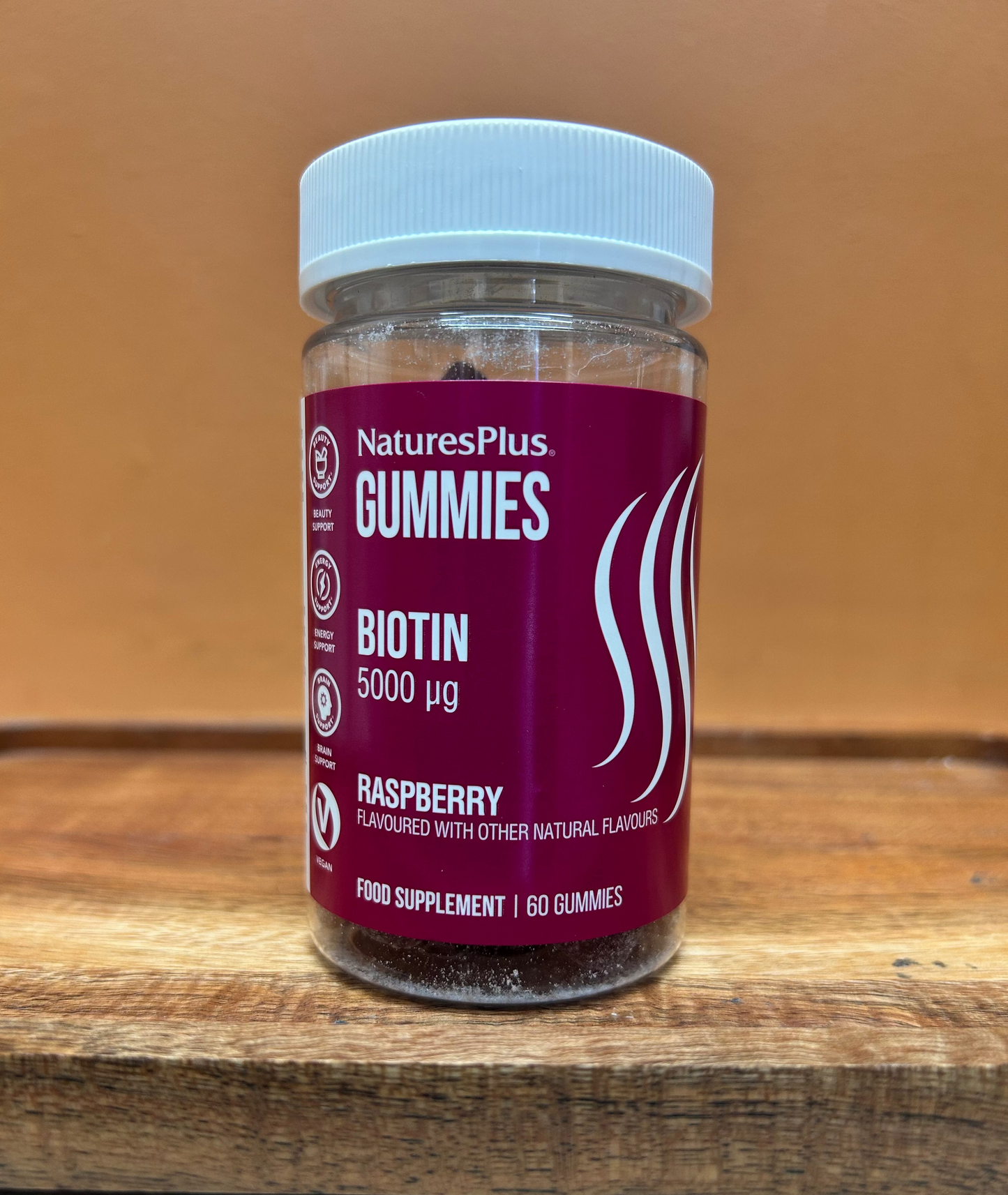Natures Plus, Biotin Gummies, Raspberry, 5,000 mcg, 60 Gummies